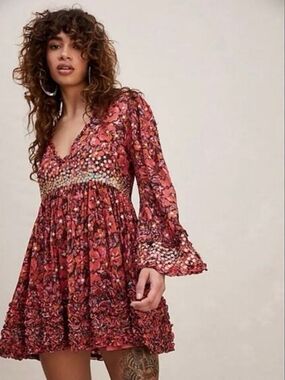 NWOT Free People Bali Sweet Blooms Mini Dress XS